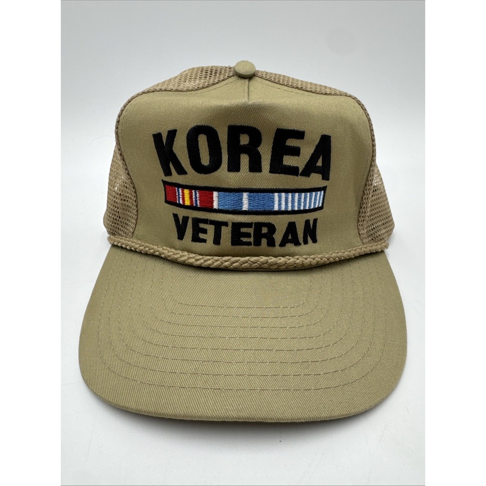 Korea Veteran Patch Snapback Hat Cap US Military War Braided Accent Trucker Hat